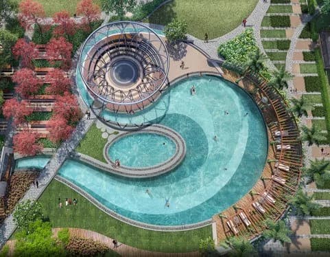 Premium landscape design and modern building elevations of Medallion Aurum
